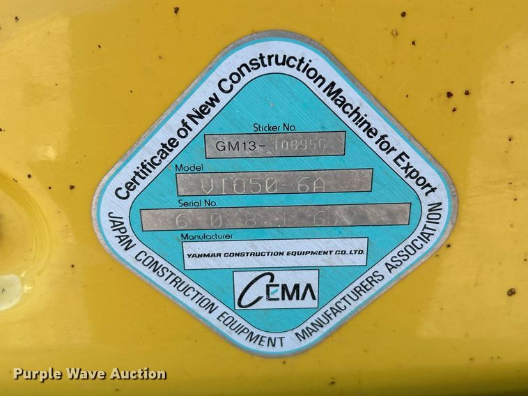 image for item NJ9512 2019 Yanmar ViO50-6A mini excavator