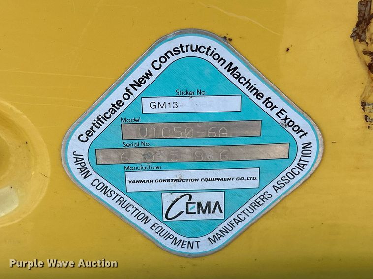 image for item NJ9513 2018 Yanmar  ViO50-6A mini excavator