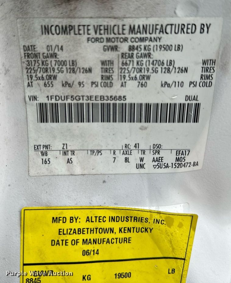 image for item NM9253 2014 Ford F550 Super Duty XL bucket truck