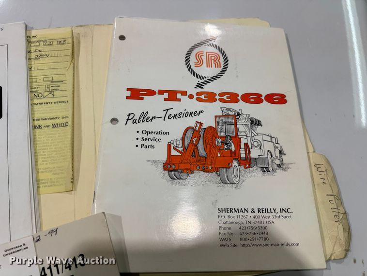 image for item NM9257 1999 Sherman & Reilly PT-3366 cable tensioner trailer 