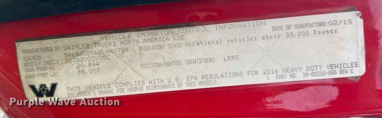 image for item NM9262 2016 Western Star 4700SF dump truck