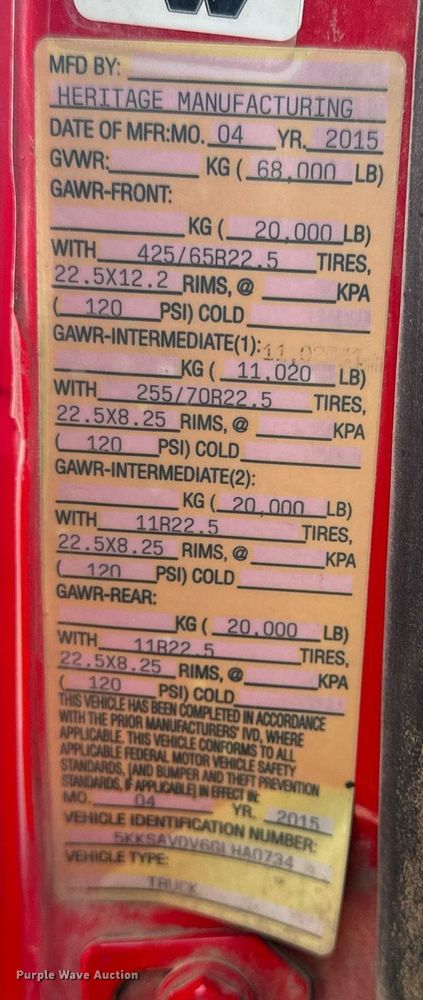 image for item NM9262 2016 Western Star 4700SF dump truck