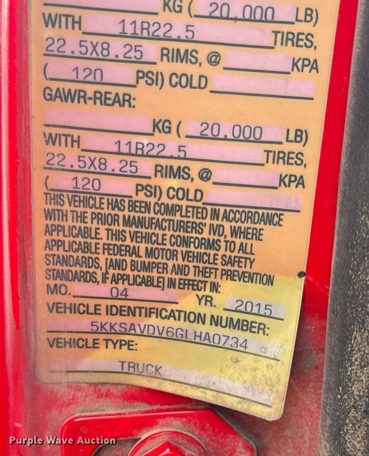 image for item NM9262 2016 Western Star 4700SF dump truck