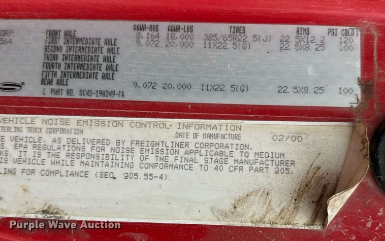 image for item NN9365 2000 Sterling LT8500 drilling rig truck