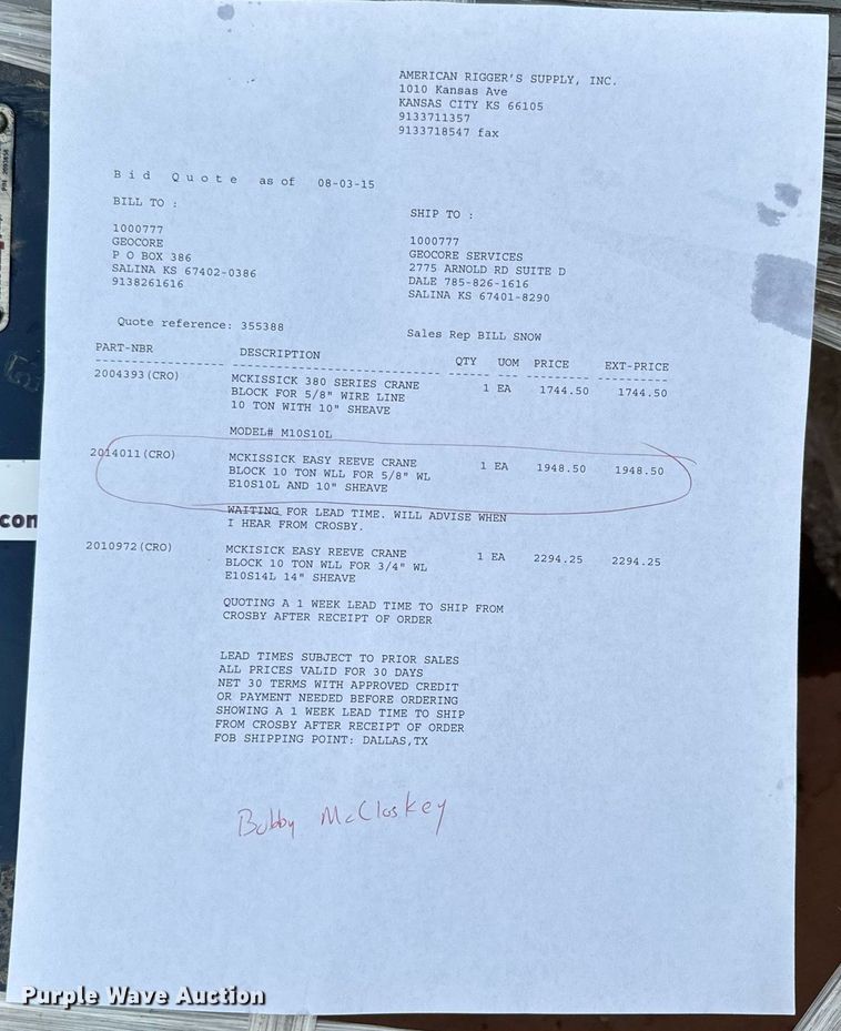 image for item NN9413 Mckissick crane block and hook