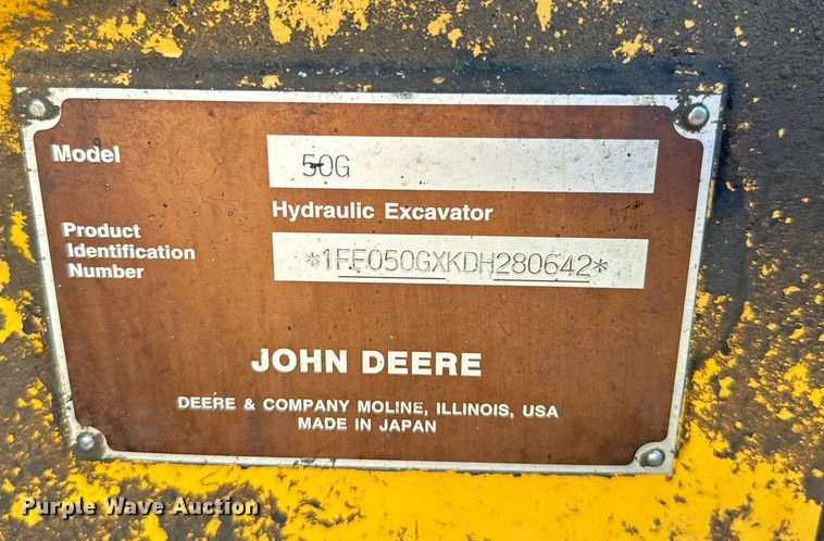 image for item NN9470 2013 John Deere  50G mini excavator