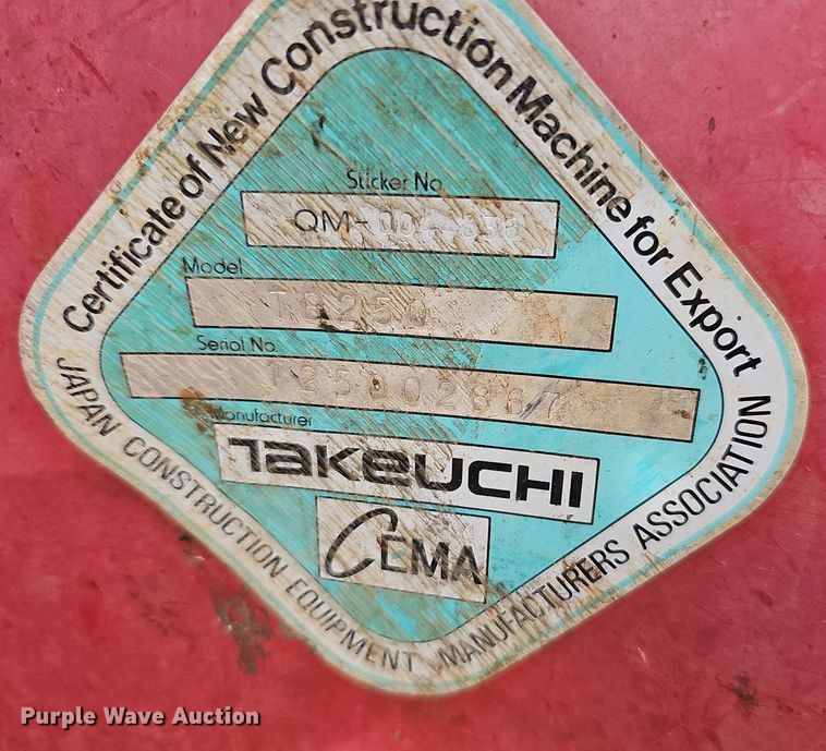 image for item NP9323 2012 Takeuchi  TB250 mini excavator