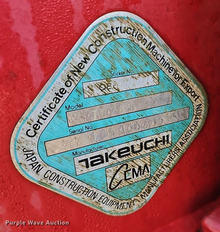 image for item NP9324 2013 Takeuchi  TB285 mini excavator
