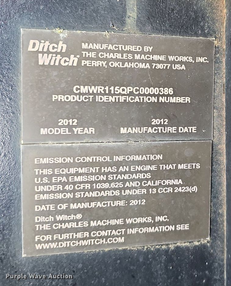 image for item NP9325 2012 Ditch Witch RT115 trencher