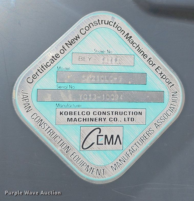 image for item NP9359 2013 Kobelco SK210LC excavator