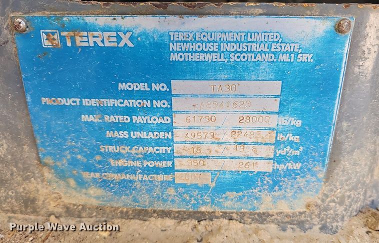 image for item NP9361 2007 Terex  TA30 haul truck