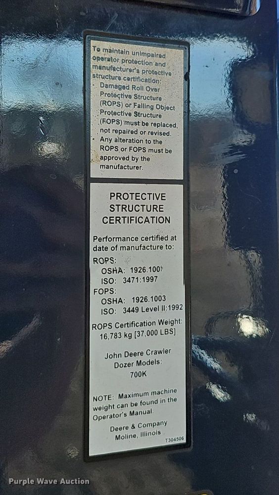 image for item NP9371 2013 John Deere 700K XLT dozer