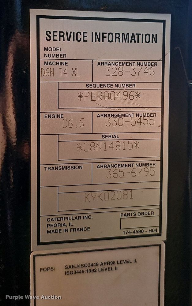 image for item NP9372 2014 Caterpillar D6N XL dozer