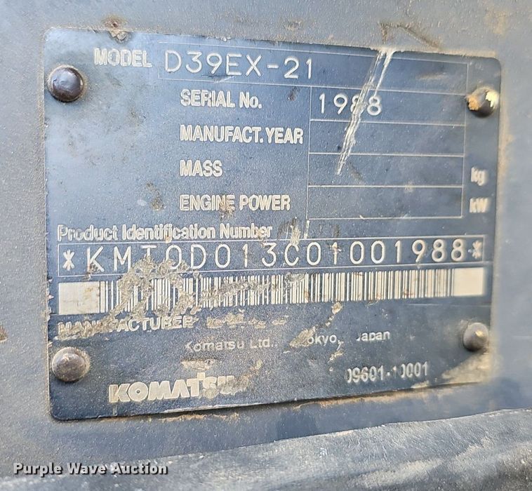 image for item NP9379 2007 Komatsu D39 EX-21 dozer