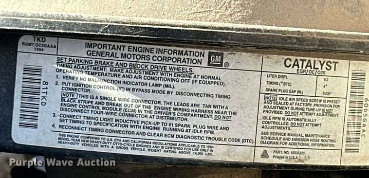 image for item NS9222 1994 Chevrolet Kodiak dump flatbed truck