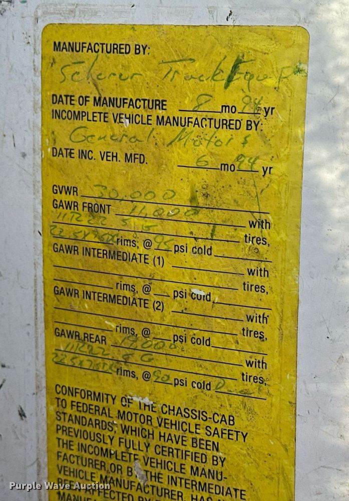 image for item NS9222 1994 Chevrolet Kodiak dump flatbed truck