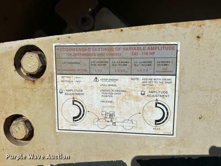 image for item NS9235 2005 Ingersoll Rand DD118HF double drum roller