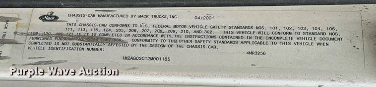 image for item OD9969 2002 Mack CV513 ready mix truck