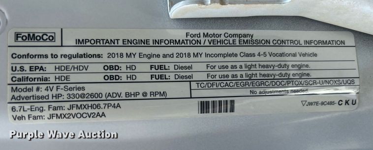 image for item OI9542 2018 Ford F450 Super Duty  SuperCab utility / service truck