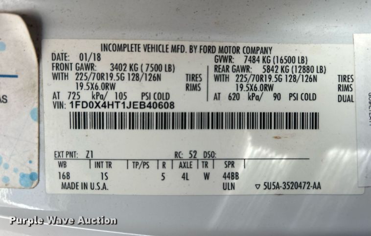 image for item OI9542 2018 Ford F450 Super Duty  SuperCab utility / service truck