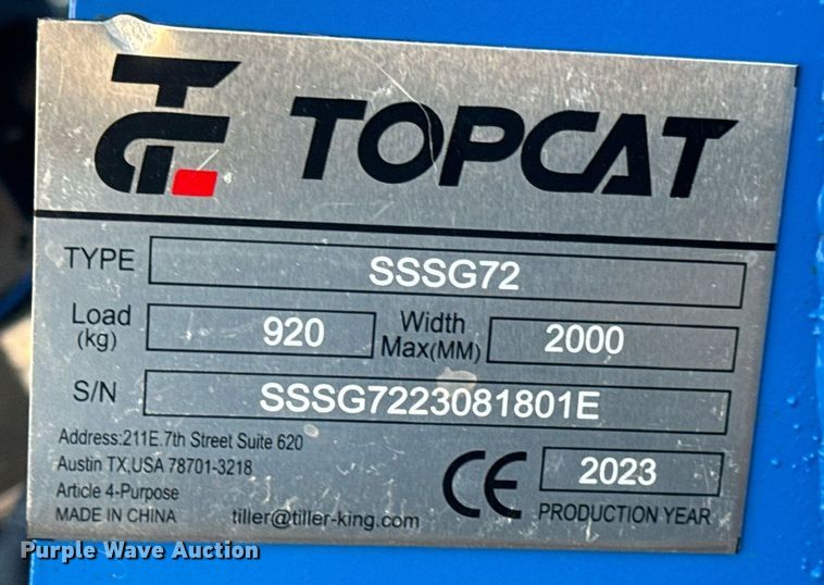 image for item OJ9396 2023 TopCat SSSG72 skid steer grader