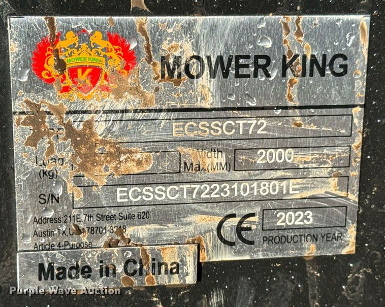 image for item OJ9407 2023 Mower King ECSSCT72 skid steer trencher