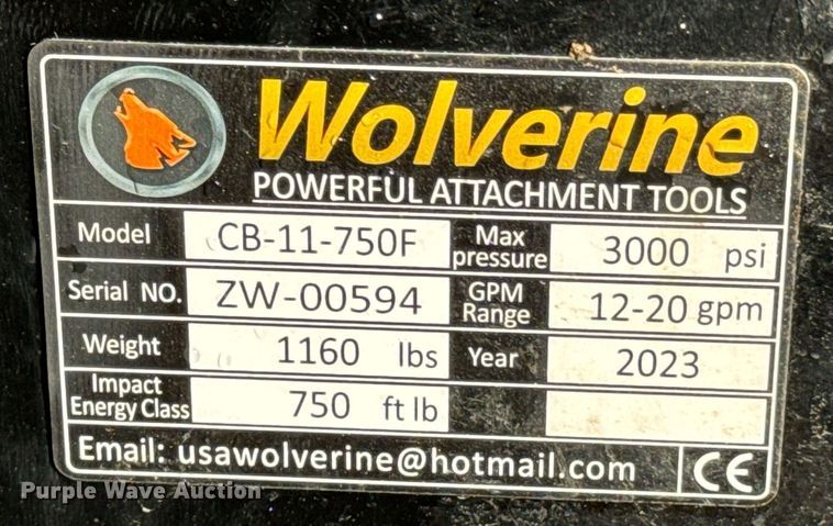 image for item OJ9410 2023 Wolverine CB-11-750F skid steer breaker