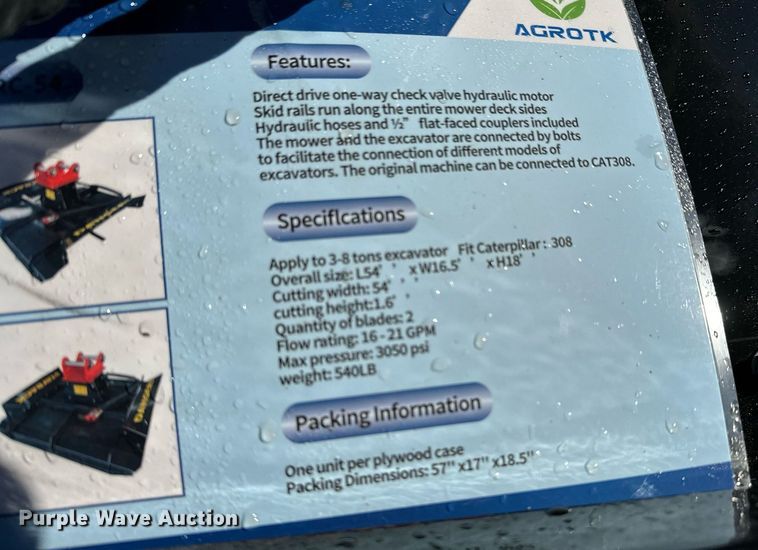 image for item OJ9414 2023 AgroTK EXRC54 excavator rotary mower