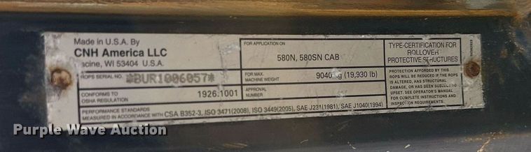 image for item OM9800 2011 Case  580N backhoe