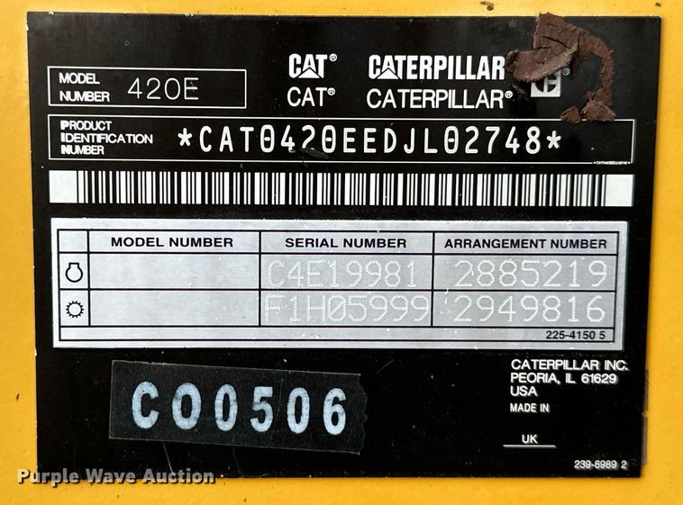 image for item OM9801 2011 Caterpillar  420E backhoe