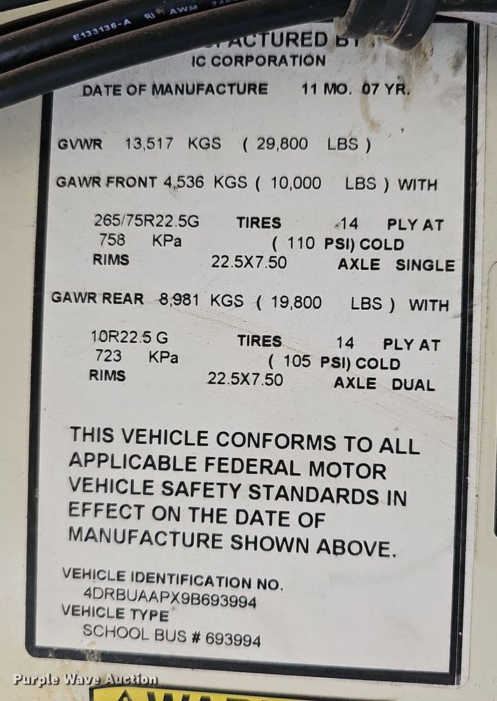 image for item DM1502 2009 IC CE300 school bus