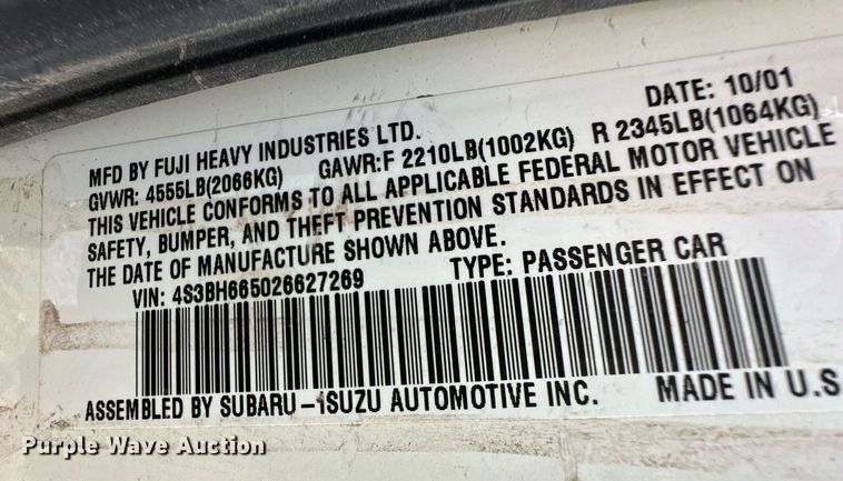 image for item DM2669 2002 Subaru Legacy Outback SUV