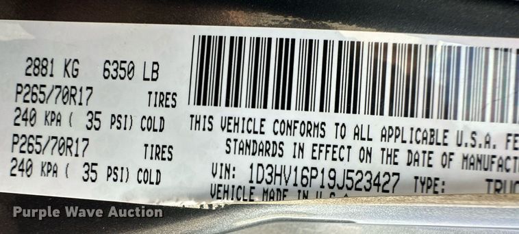 image for item DM2670 2009 Dodge Ram 1500 pickup truck