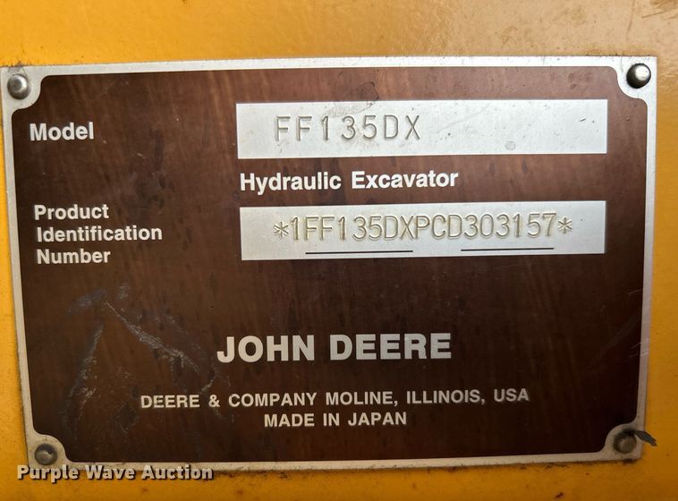 image for item DN0692 2012 John Deere  135D excavator