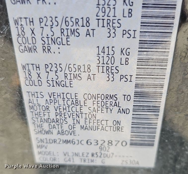 image for item DR5997 2018 Nissan Pathfinder SV SUV