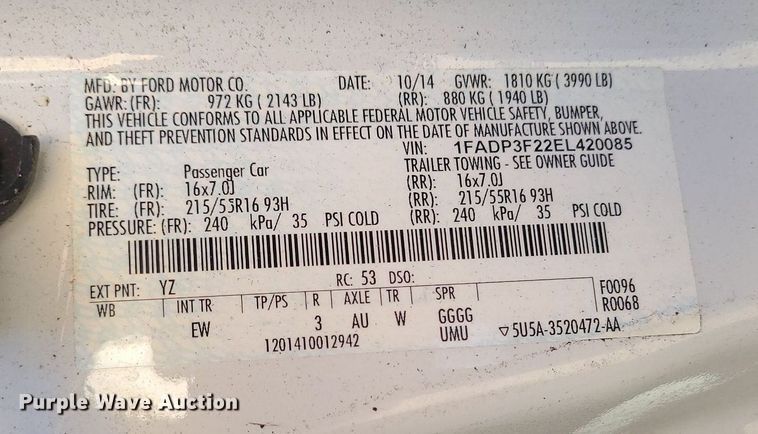 image for item DS7274 2014 Ford Focus SE 