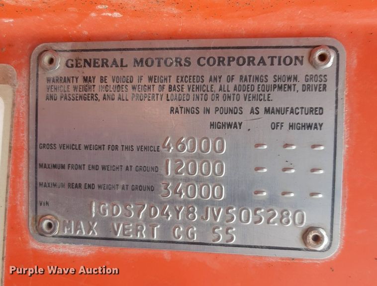 image for item DV9784 1988 GMC Top Kick dump truck