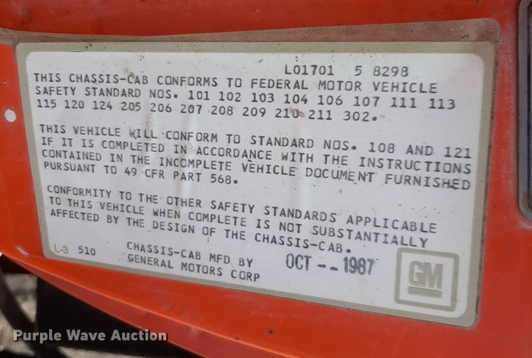 image for item DV9784 1988 GMC Top Kick dump truck