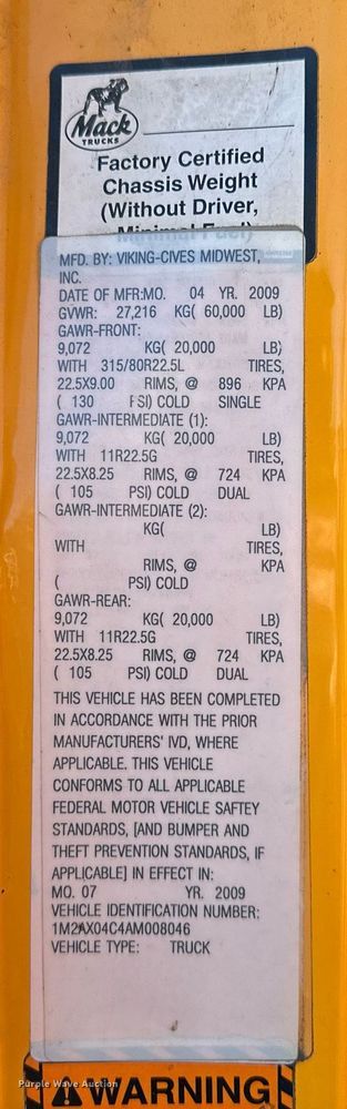 image for item DW2957 2010 Mack GU713 dump truck