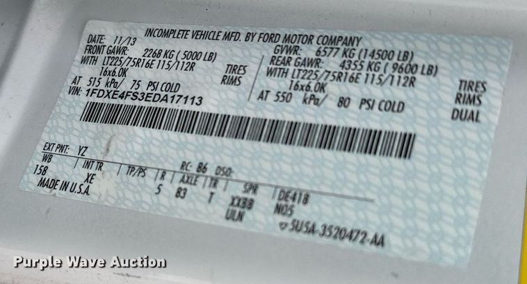 image for item EJ0218 2014 Ford E450 shuttle bus 