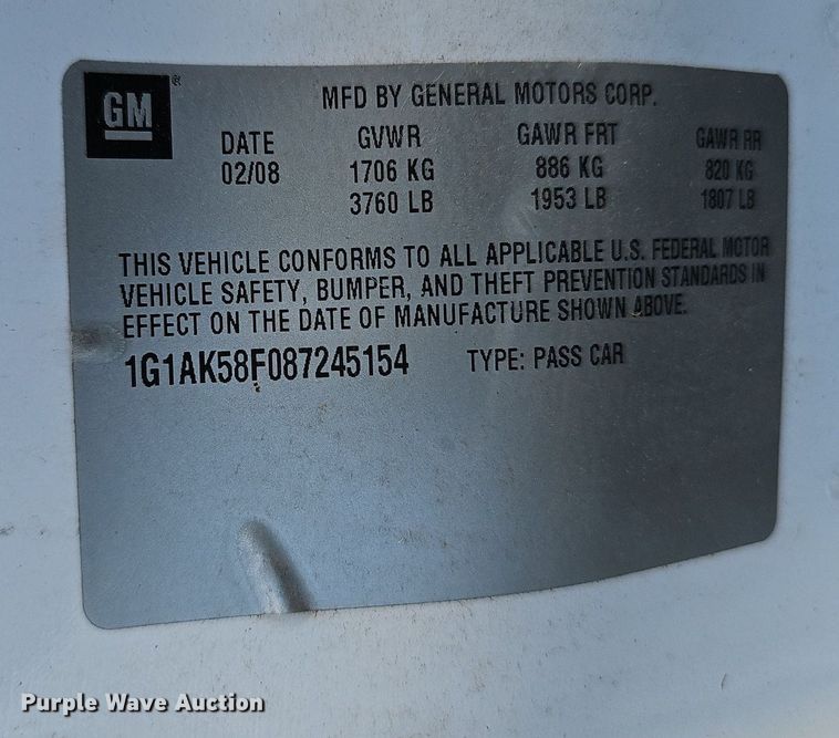 image for item EJ5865 2008 Chevrolet Cobalt LS 