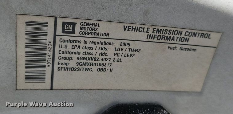 image for item EJ5867 2009 Chevrolet Cobalt LS 