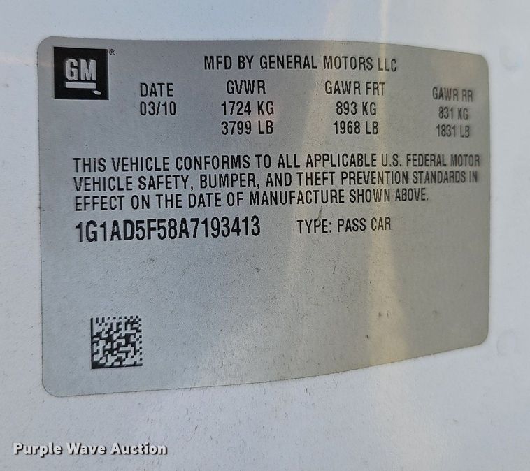 image for item EJ5869 2010 Chevrolet Cobalt LT 