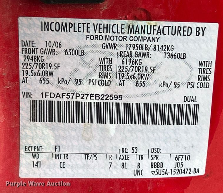 image for item EK4016 2007 Ford F550 Super Duty XL dump truck