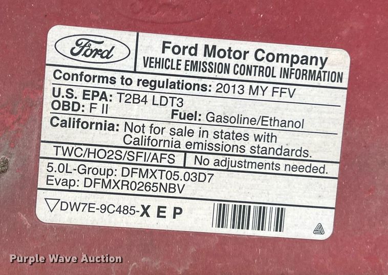 image for item KV9878 2013 Ford F150 SuperCab pickup truck