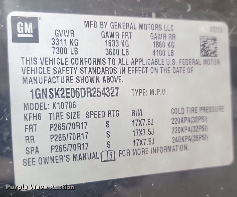 image for item LA9614 2013 Chevrolet  Tahoe Police SUV