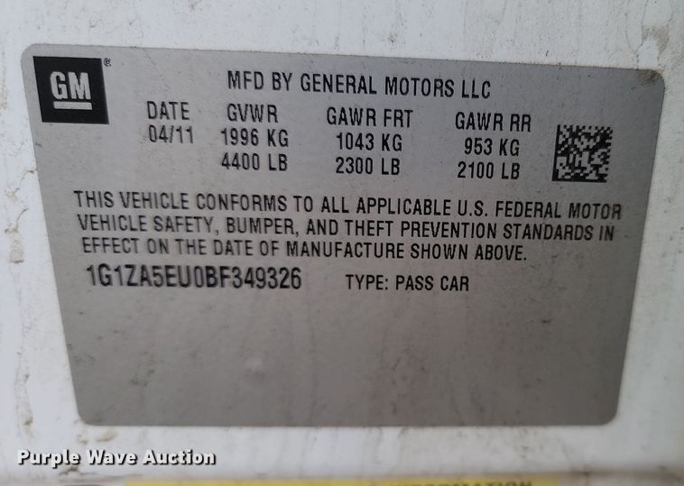 image for item LA9644 2011 Chevrolet  Malibu 