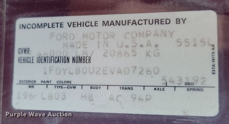 image for item LA9656 1984 Ford  F8000 truck cab and chassis