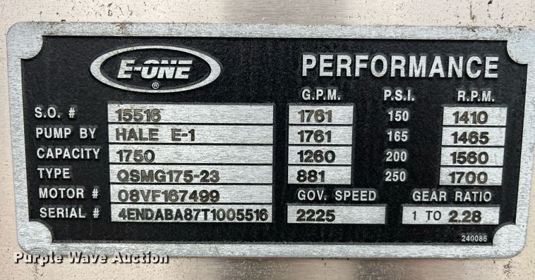 image for item LD9939 1995 E-One fire truck