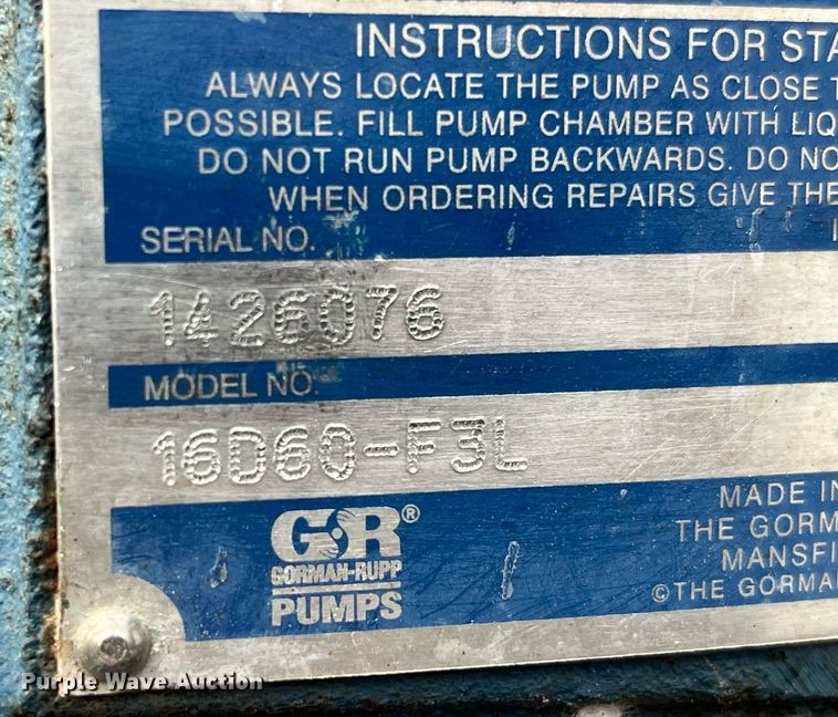 image for item LD9940 Gorman-Rupp 16D60-F3L pump